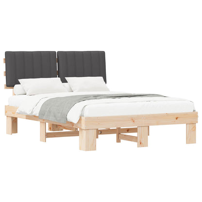 vidaXL Bettgestell mit gepolstertem Kopfteil Dunkelgrau 140 x 200 cm