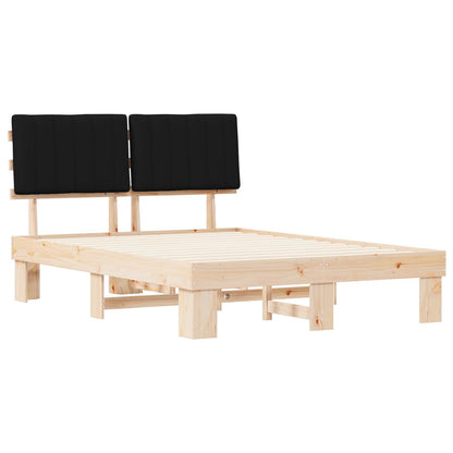 vidaXL Bettgestell mit gepolstertem Kopfteil Schwarz 140 x 200 cm