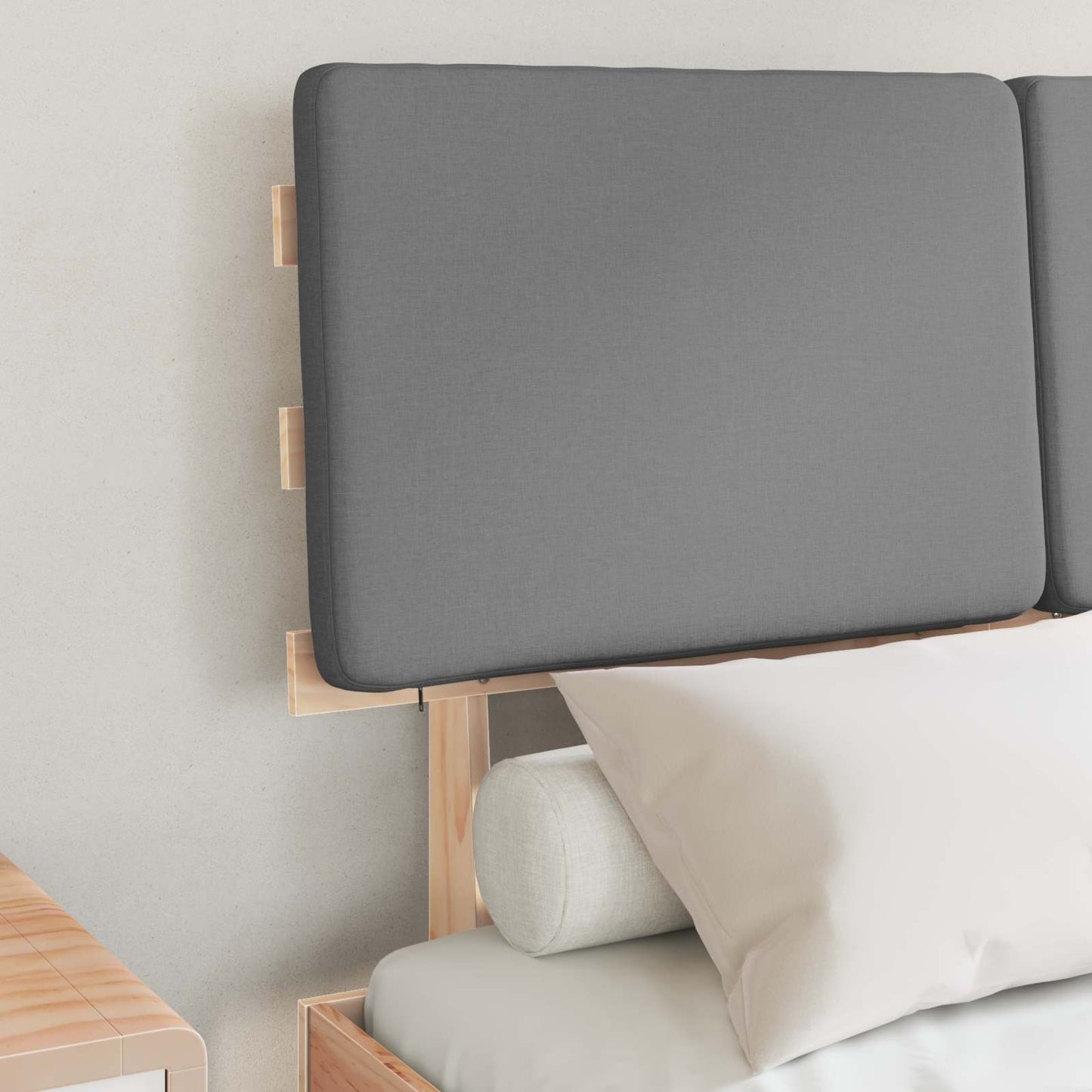 Bettgestell mit gepolstertem Kopfteil Hellgrau 120 x 200 cm