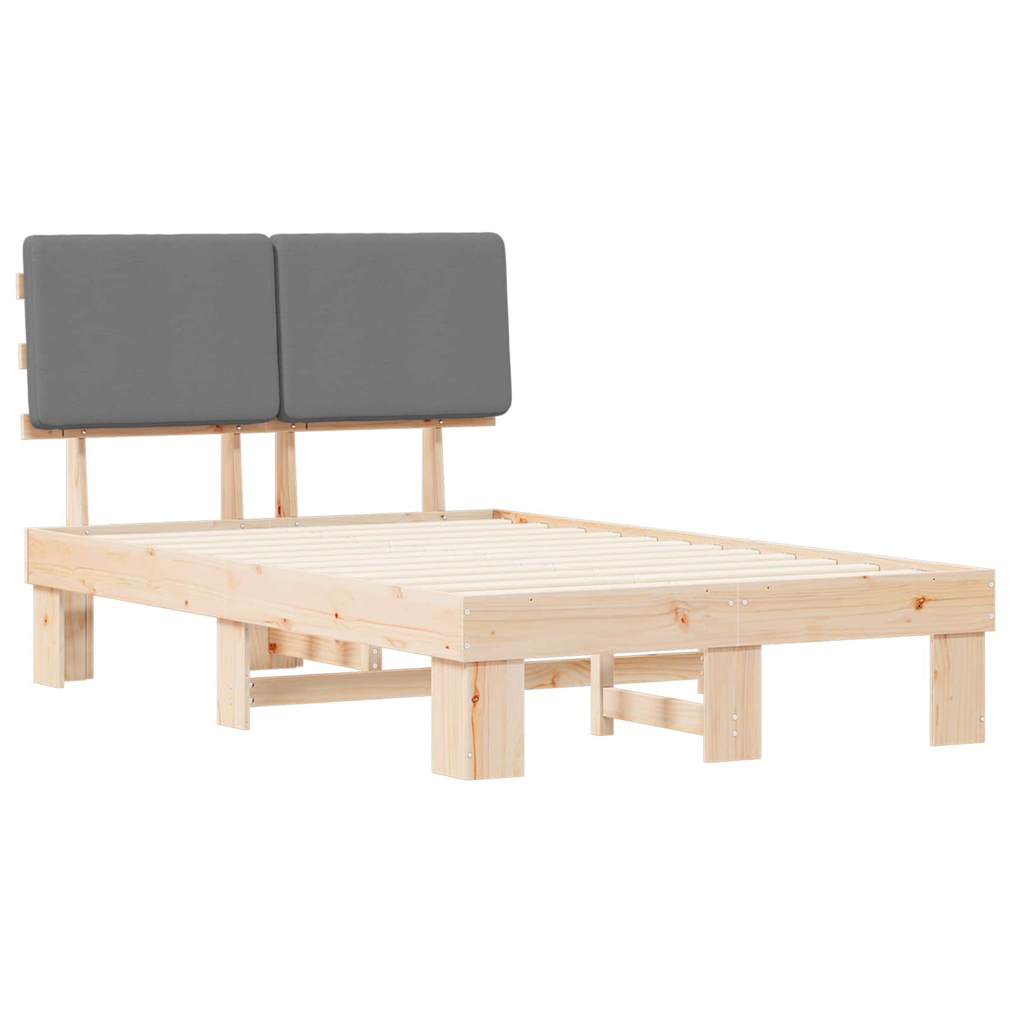 Bettgestell mit gepolstertem Kopfteil Hellgrau 120 x 200 cm