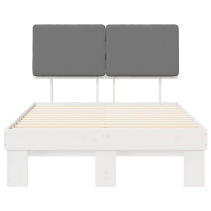 Bettgestell mit gepolstertem Kopfteil Hellgrau 120 x 200 cm