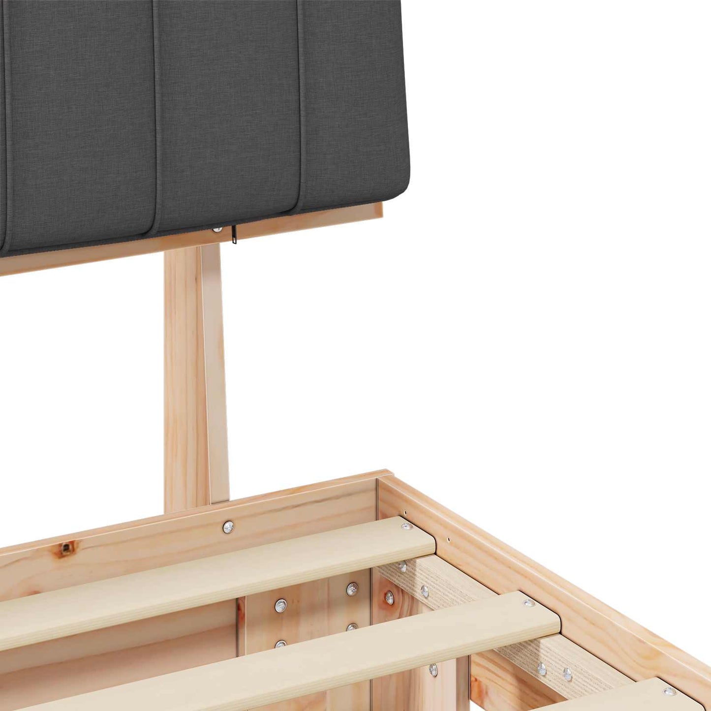 Bettgestell mit gepolstertem Kopfteil Dunkelgrau 140 x 190 cm