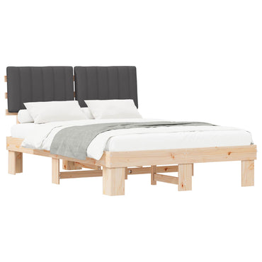 vidaXL Bettgestell mit gepolstertem Kopfteil Dunkelgrau 140 x 190 cm