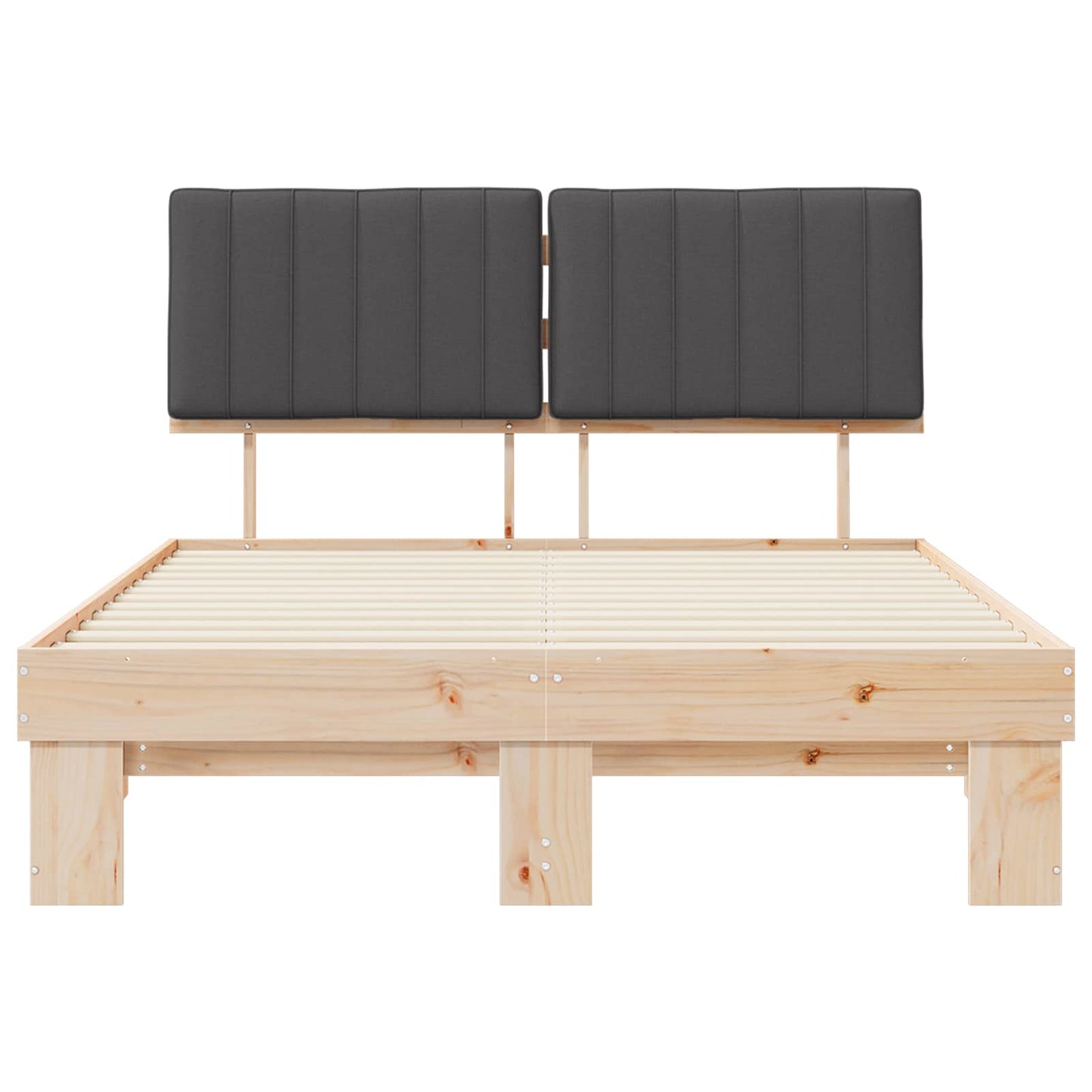 Bettgestell mit gepolstertem Kopfteil Dunkelgrau 140 x 190 cm