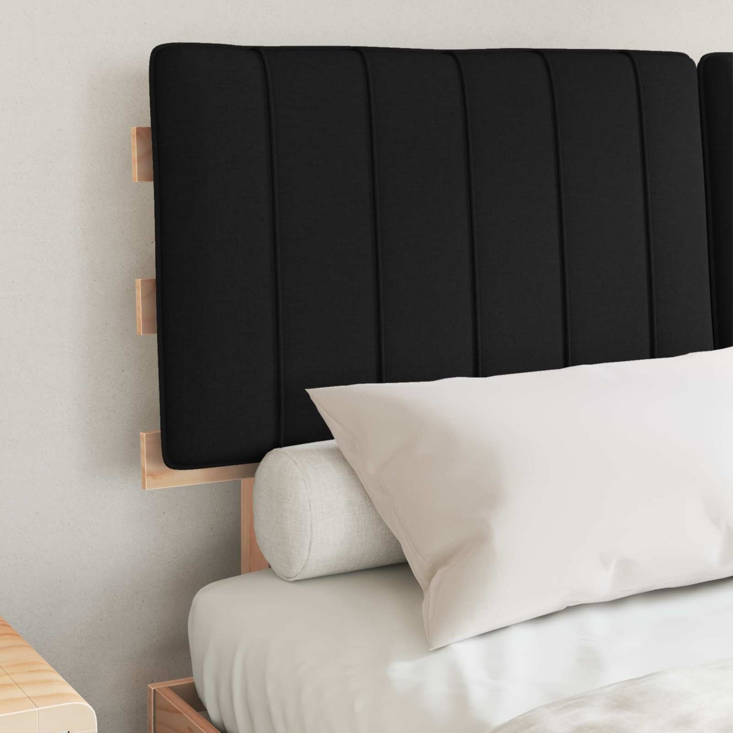 vidaXL Bettgestell mit gepolstertem Kopfteil Schwarz 140 x 190 cm