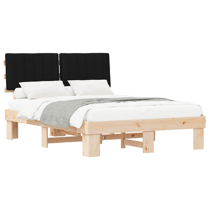 vidaXL Bettgestell mit gepolstertem Kopfteil Schwarz 140 x 190 cm