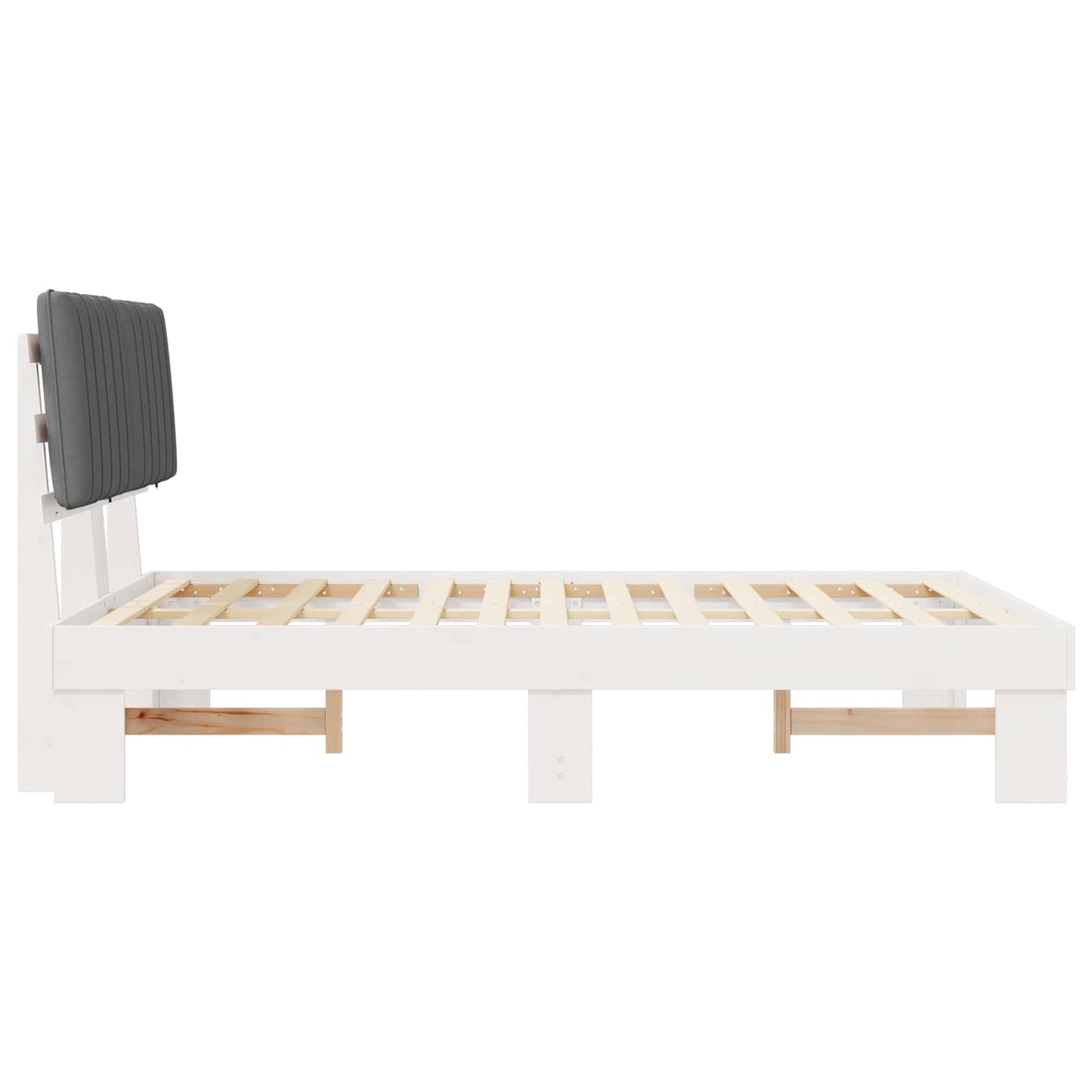 Bettgestell mit gepolstertem Kopfteil Hellgrau 140 x 190 cm