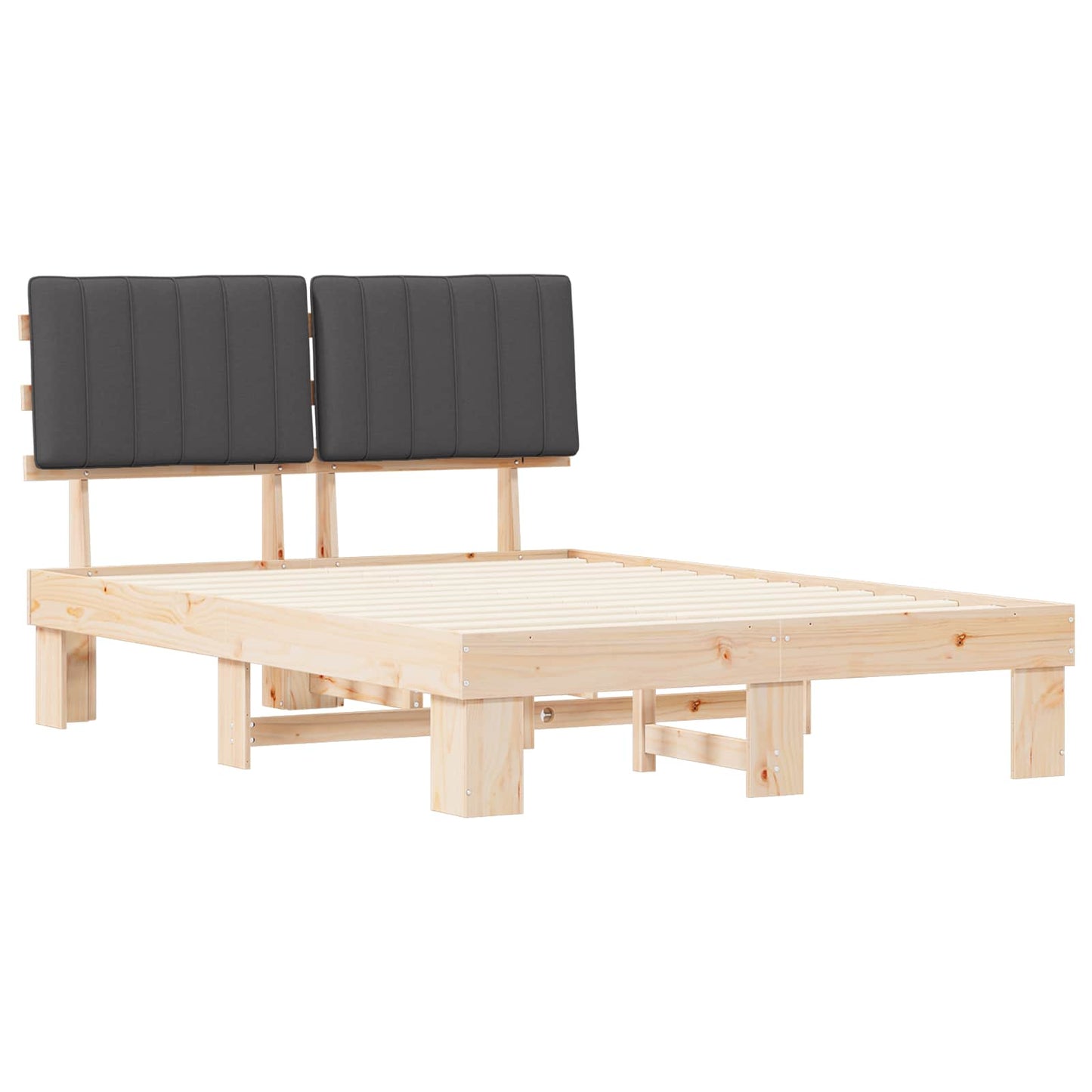 Bettgestell mit gepolstertem Kopfteil Dunkelgrau 135 x 190 cm