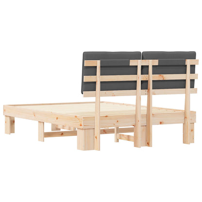 Bettgestell mit gepolstertem Kopfteil Dunkelgrau 135 x 190 cm