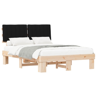 vidaXL Bettgestell mit gepolstertem Kopfteil Schwarz 135 x 190 cm