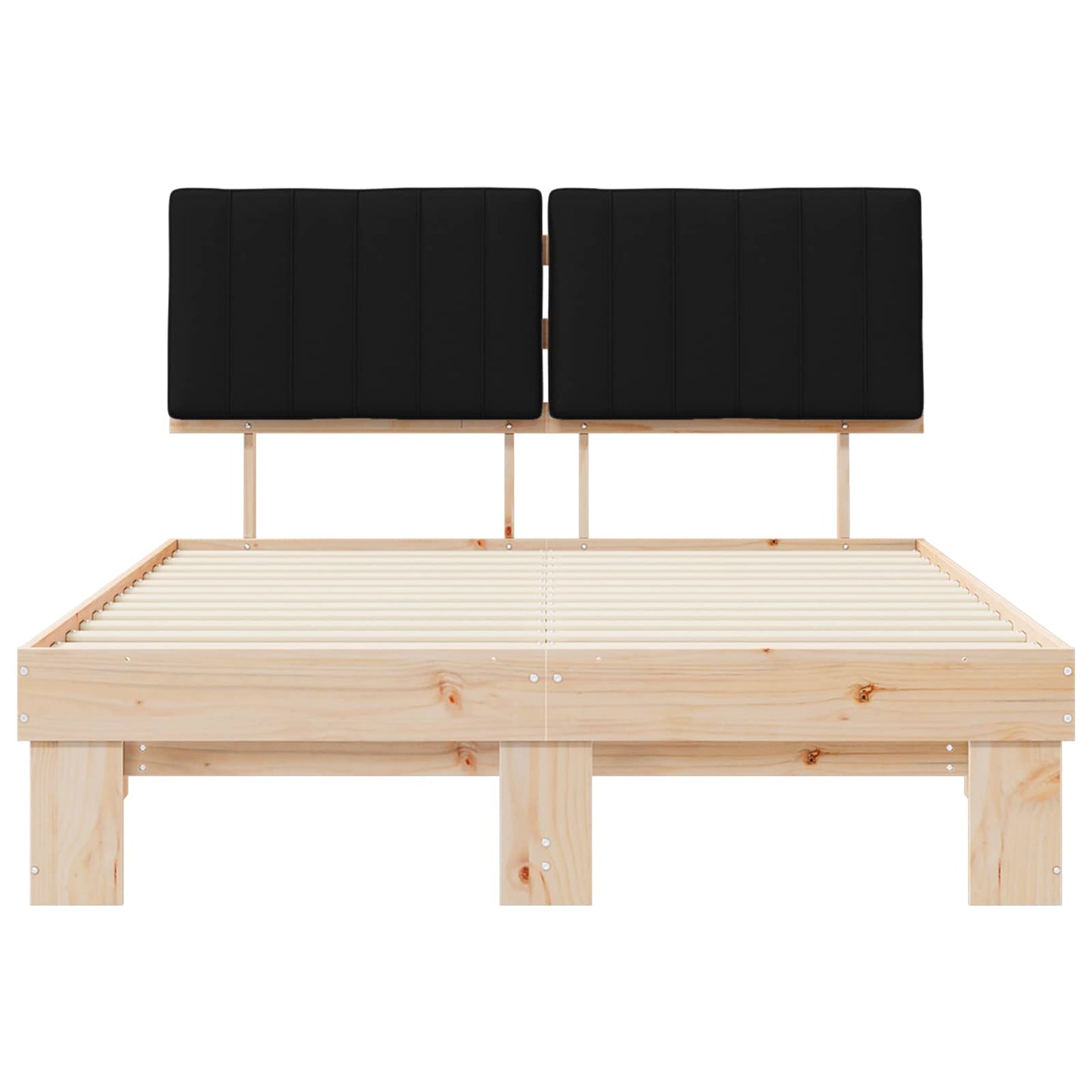Bettgestell mit gepolstertem Kopfteil Schwarz 135 x 190 cm