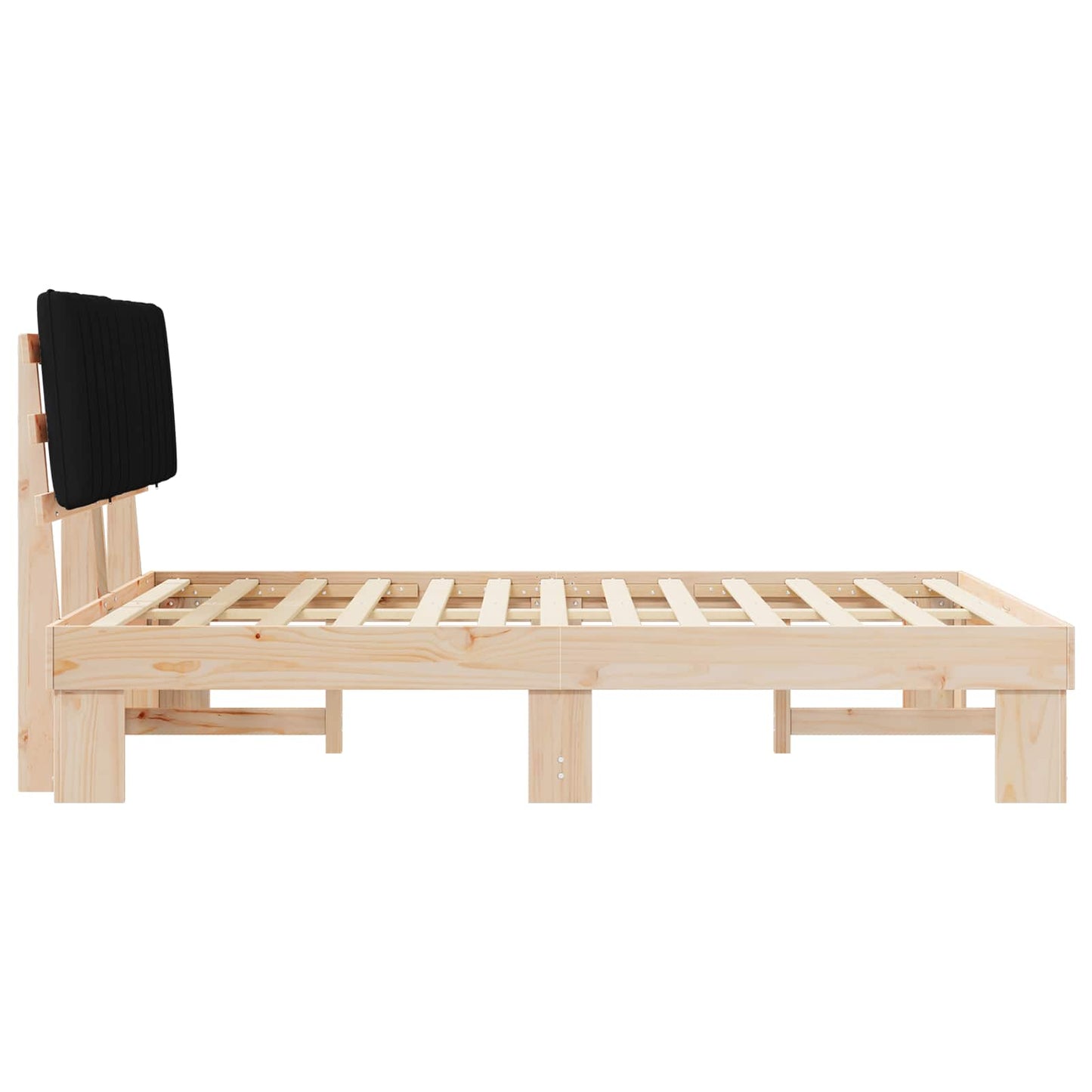 Bettgestell mit gepolstertem Kopfteil Schwarz 135 x 190 cm