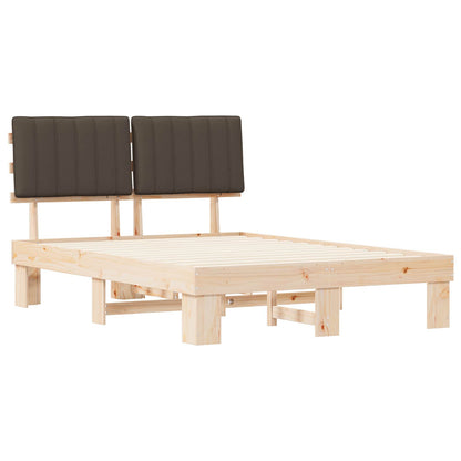 vidaXL Bettgestell mit gepolstertem Kopfteil Taupe 135 x 190 cm