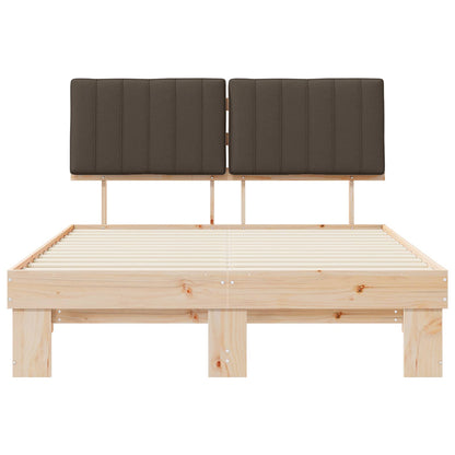 vidaXL Bettgestell mit gepolstertem Kopfteil Taupe 135 x 190 cm