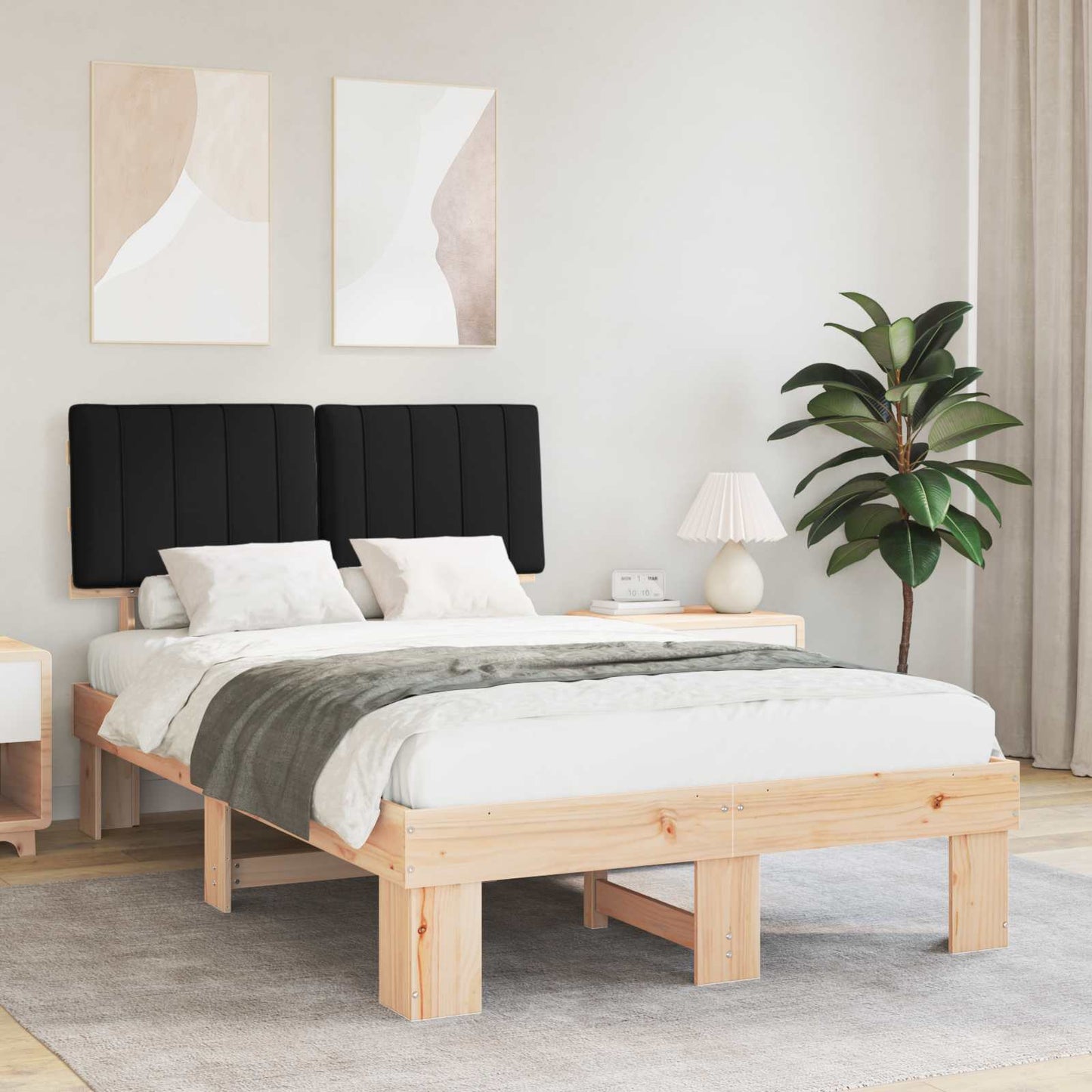 vidaXL Bettgestell mit gepolstertem Kopfteil Schwarz 120 x 190 cm