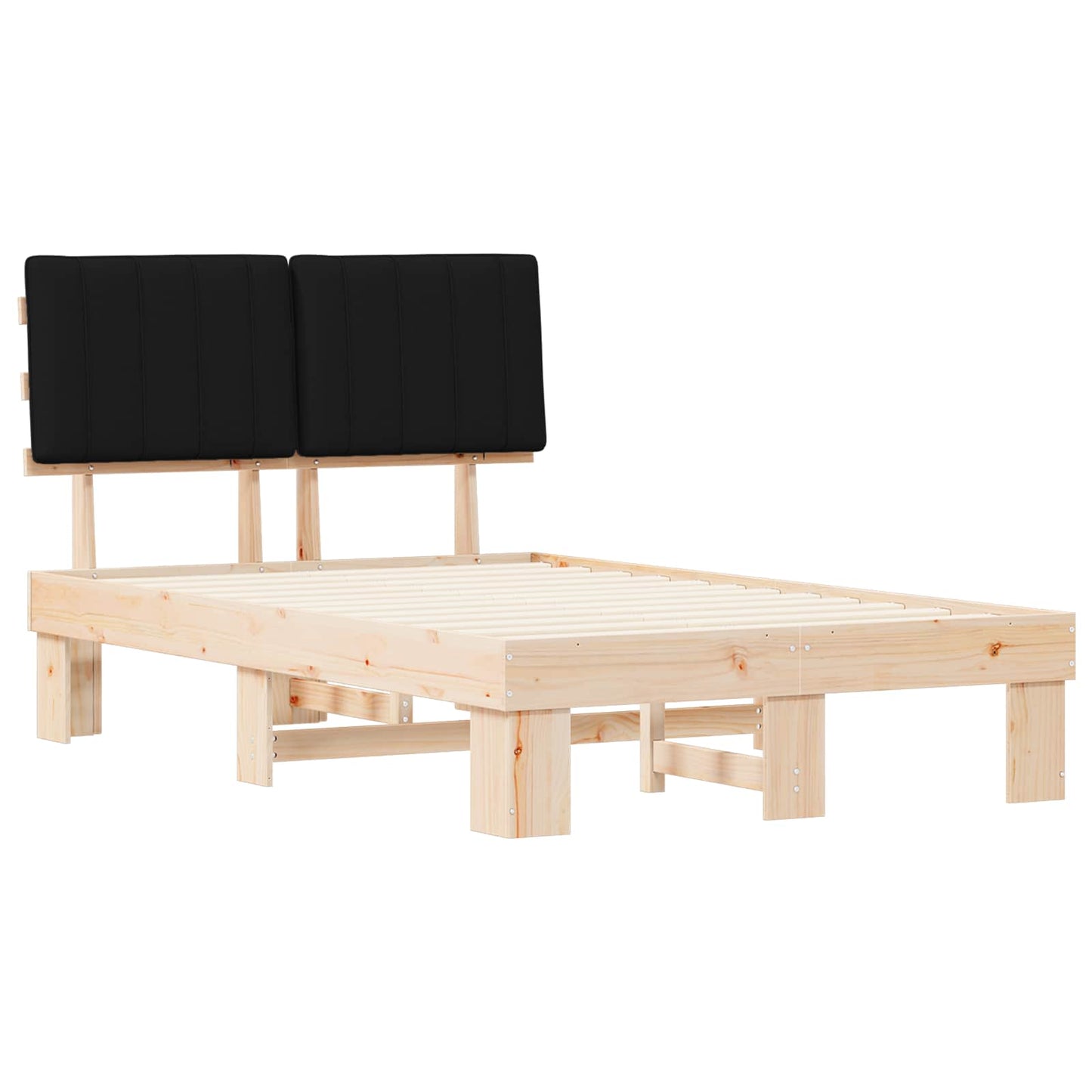 vidaXL Bettgestell mit gepolstertem Kopfteil Schwarz 120 x 190 cm