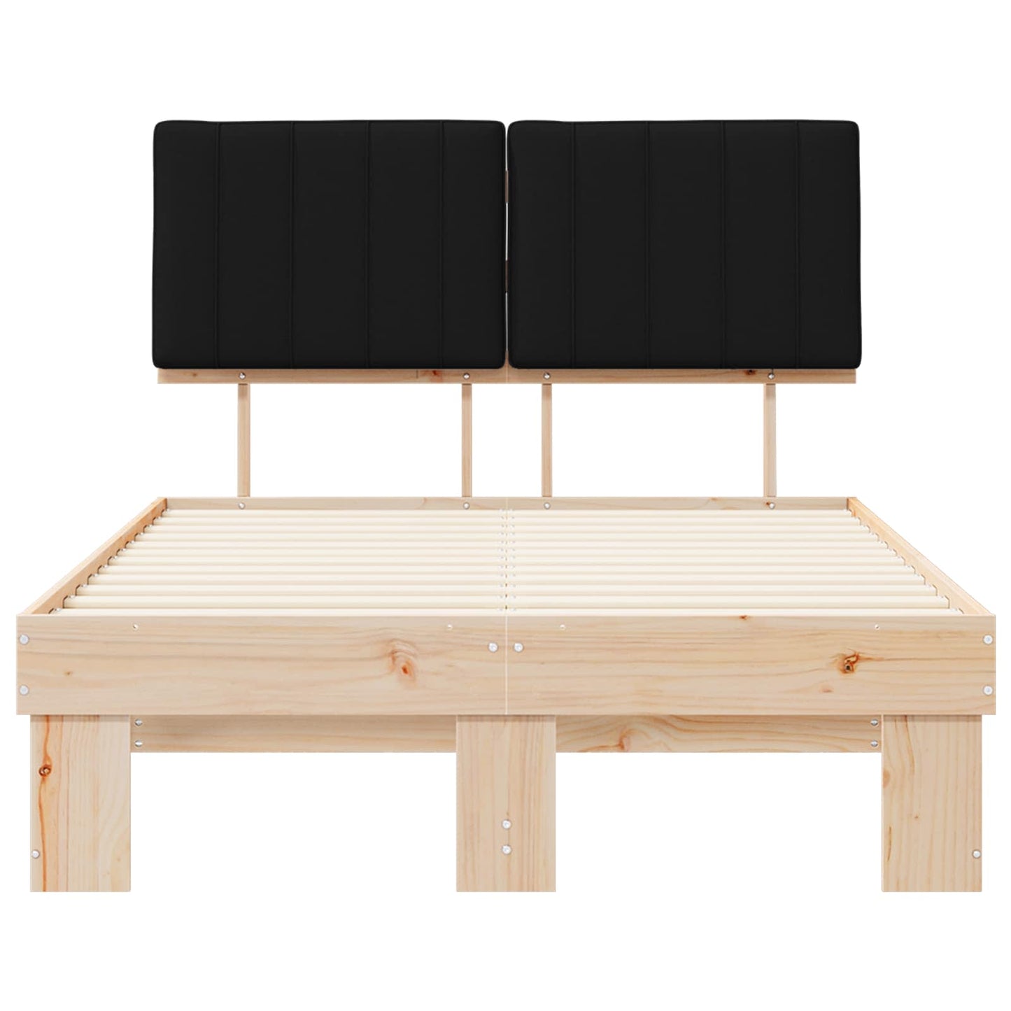 vidaXL Bettgestell mit gepolstertem Kopfteil Schwarz 120 x 190 cm
