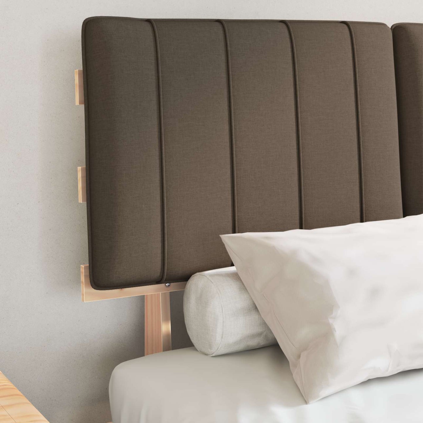 vidaXL Bettgestell mit gepolstertem Kopfteil Taupe 120 x 190 cm