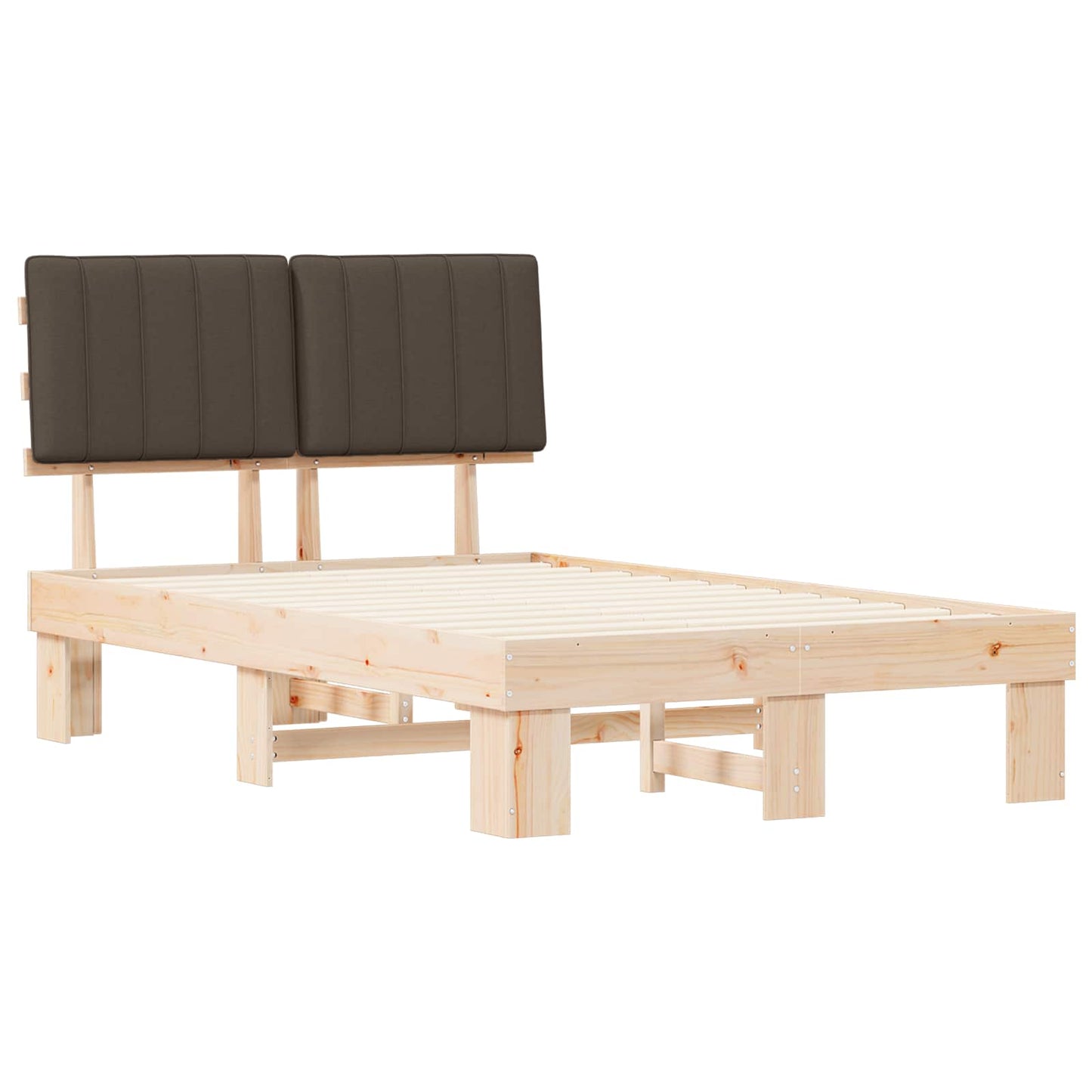 vidaXL Bettgestell mit gepolstertem Kopfteil Taupe 120 x 190 cm