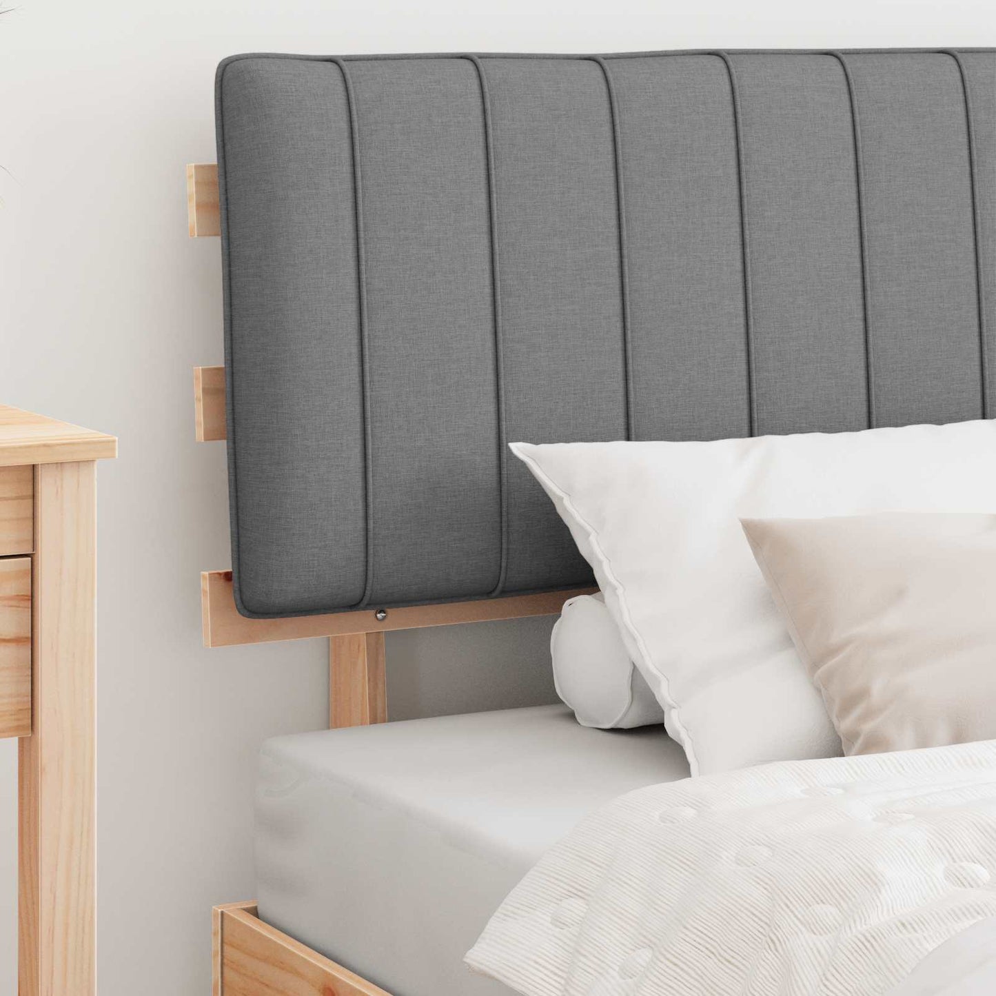 Bettgestell mit gepolstertem Kopfteil Hellgrau 100 x 200 cm