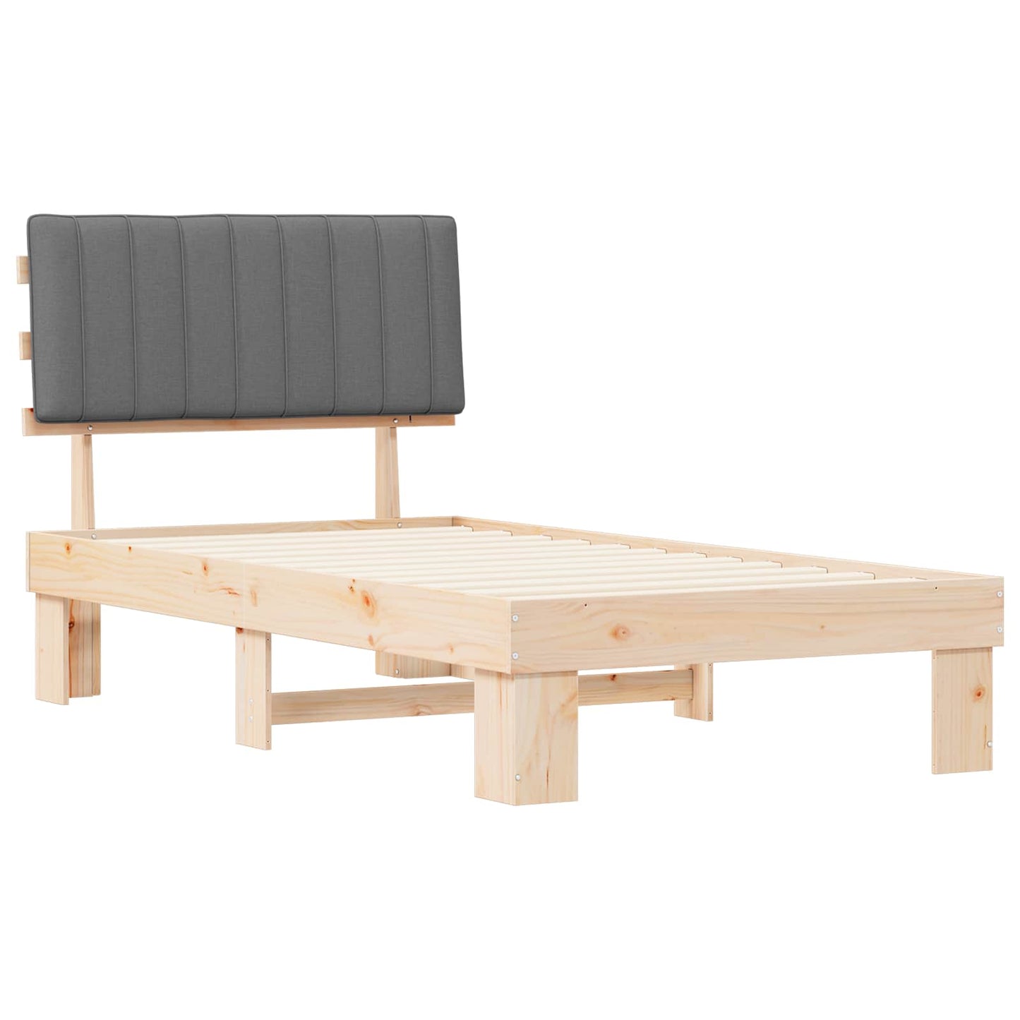 Bettgestell mit gepolstertem Kopfteil Hellgrau 100 x 200 cm