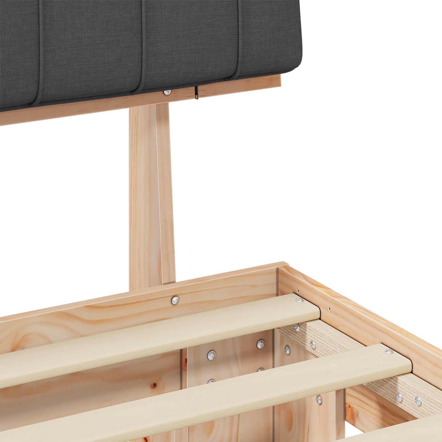 Bettgestell mit gepolstertem Kopfteil Dunkelgrau 100 x 200 cm