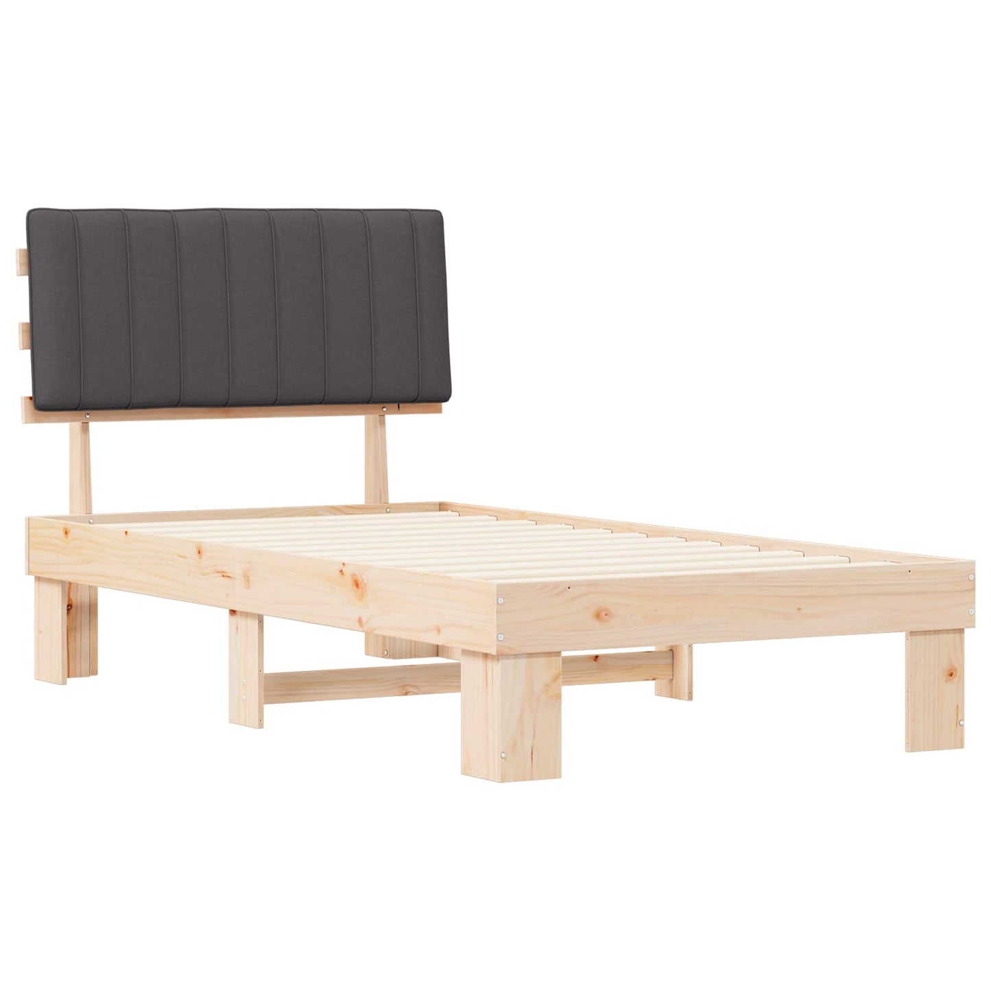 Bettgestell mit gepolstertem Kopfteil Dunkelgrau 100 x 200 cm