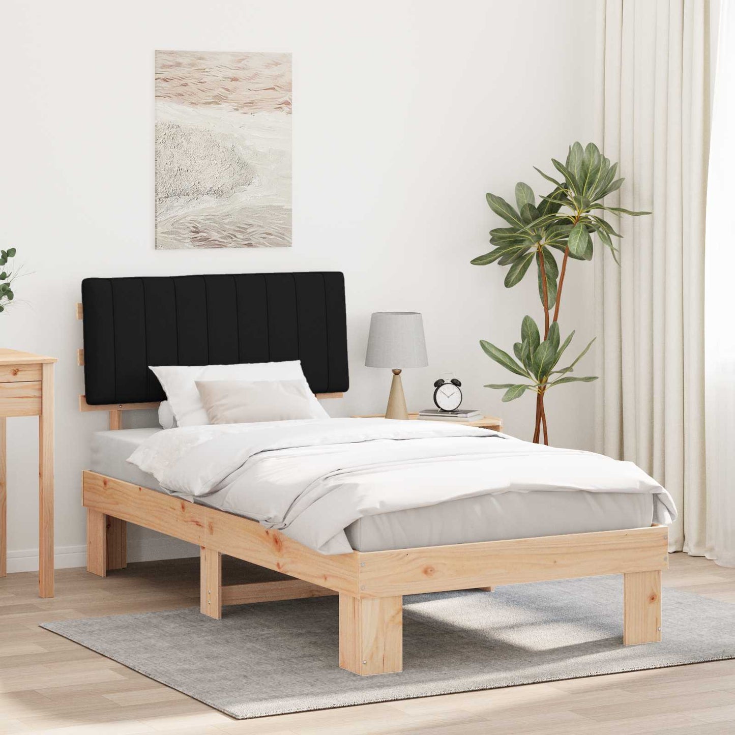 vidaXL Bettgestell mit gepolstertem Kopfteil Schwarz 100 x 200 cm