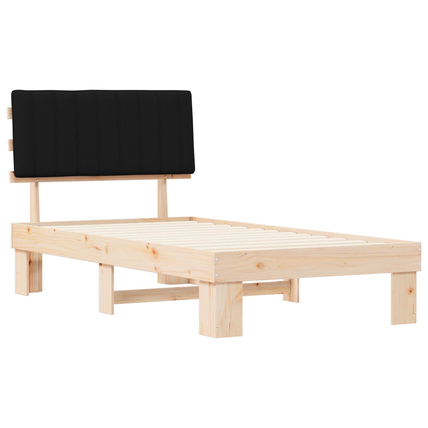 vidaXL Bettgestell mit gepolstertem Kopfteil Schwarz 100 x 200 cm