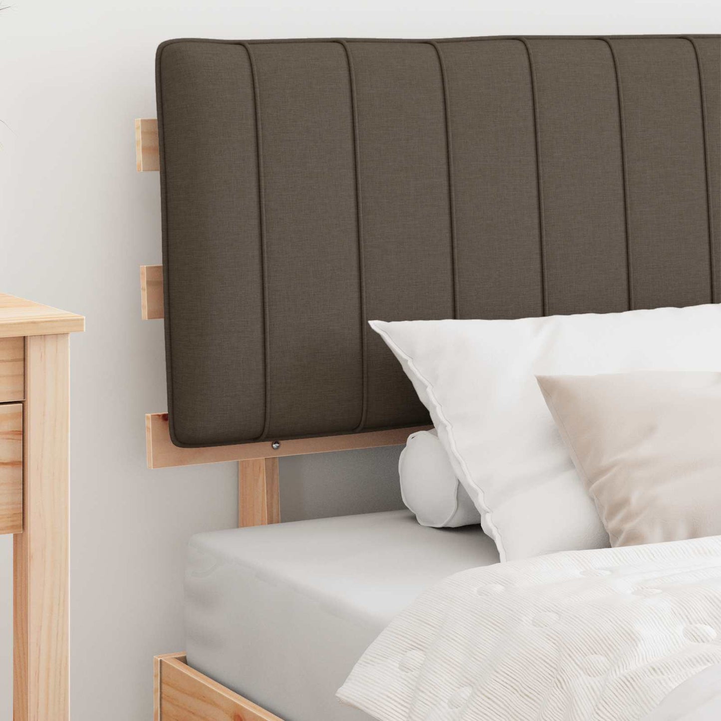 vidaXL Bettgestell mit gepolstertem Kopfteil Taupe 100 x 200 cm