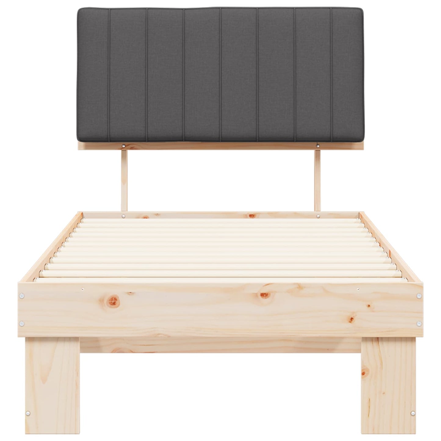 Bettgestell mit gepolstertem Kopfteil Dunkelgrau 90 x 200 cm