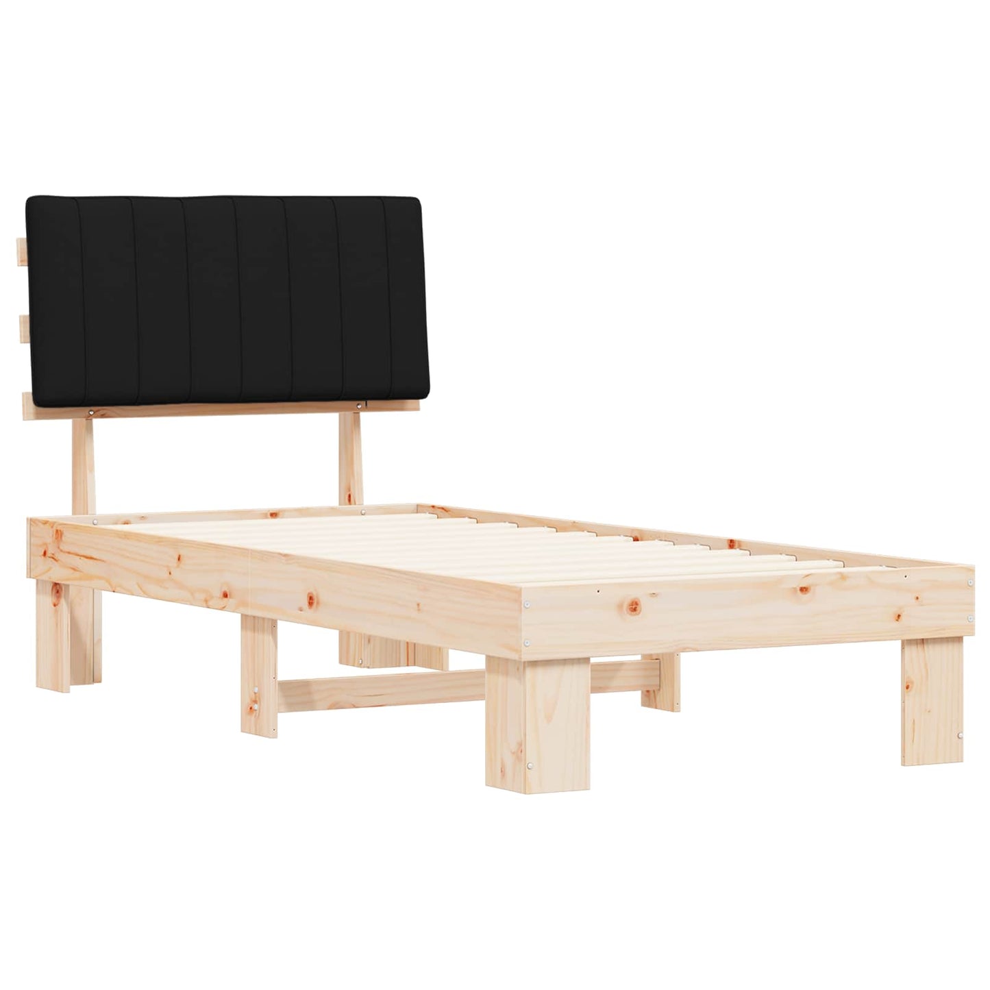 vidaXL Cadre de lit avec tête de lit rembourrée Noir 90 x 200 cm