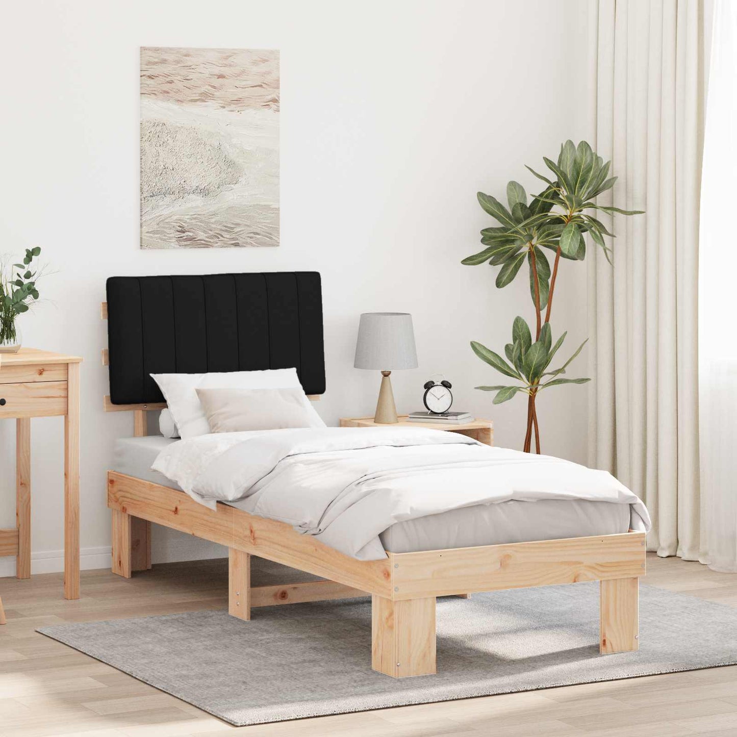 vidaXL Bettgestell mit gepolstertem Kopfteil Schwarz 80 x 200 cm