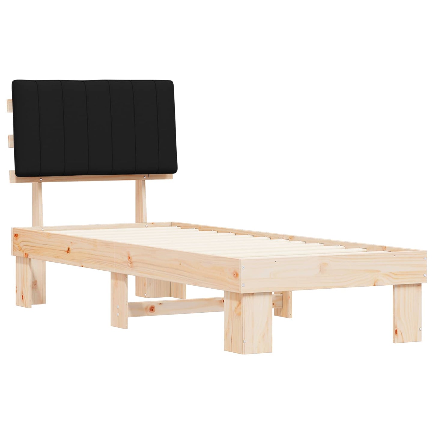 vidaXL Bettgestell mit gepolstertem Kopfteil Schwarz 80 x 200 cm