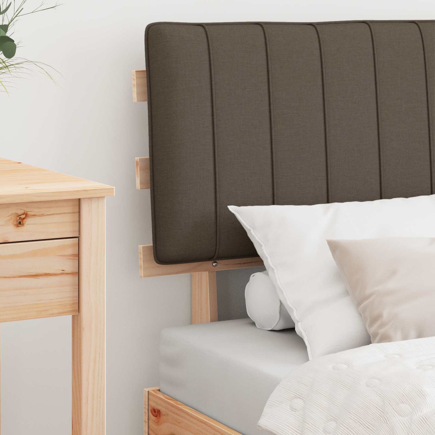 vidaXL Bettgestell mit gepolstertem Kopfteil Taupe 80 x 200 cm