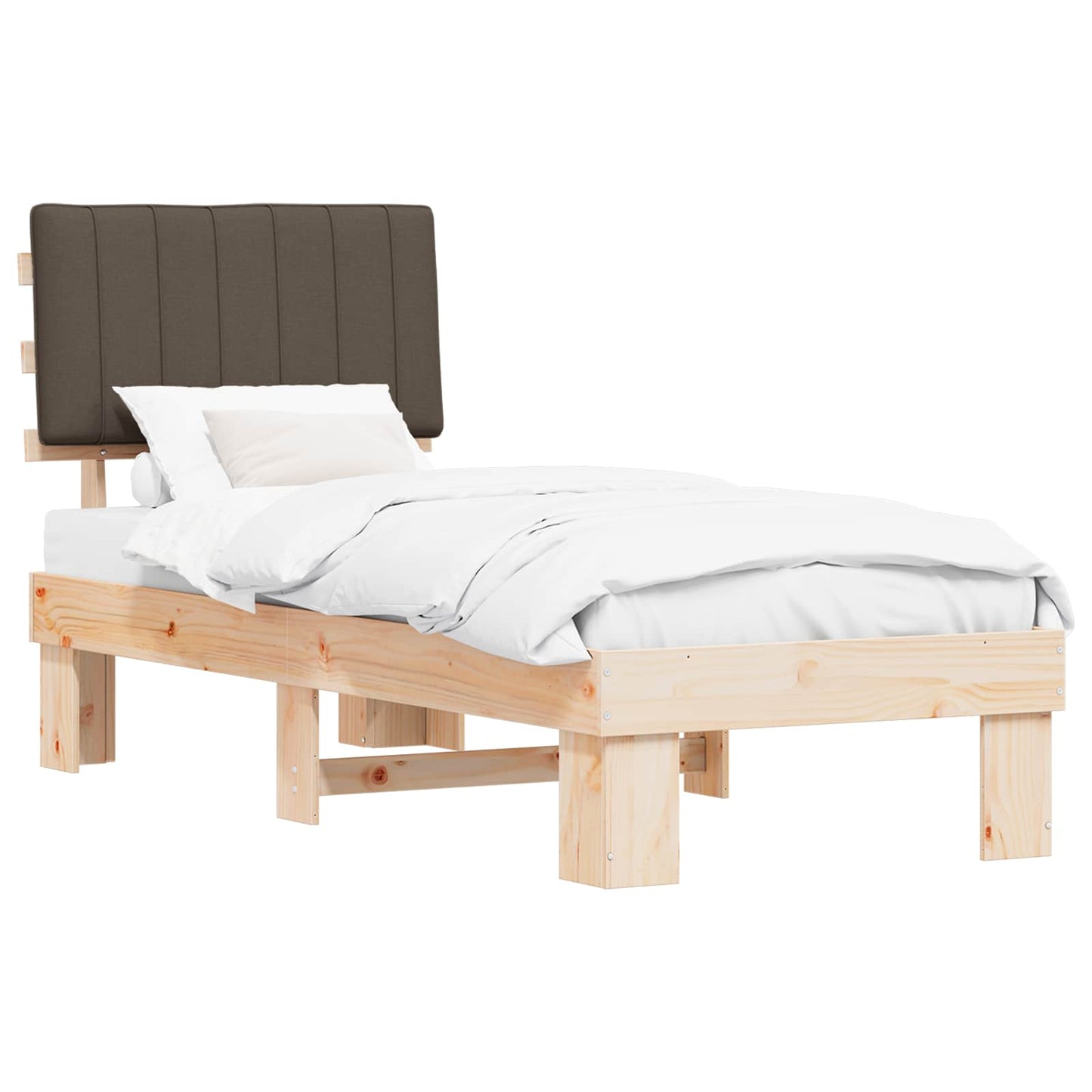 vidaXL Bettgestell mit gepolstertem Kopfteil Taupe 80 x 200 cm