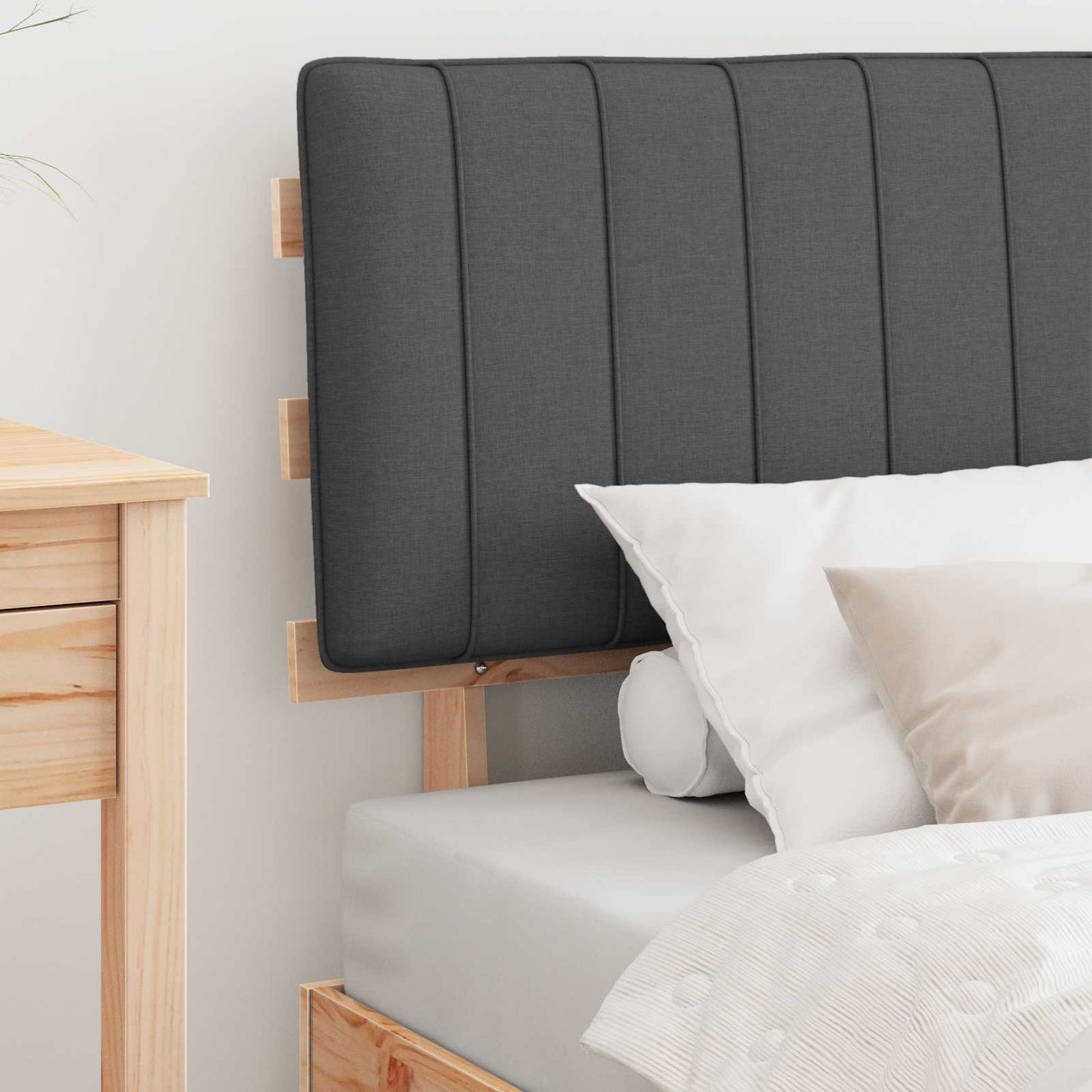 vidaXL Bettgestell mit gepolstertem Kopfteil Dunkelgrau 90 x 190 cm