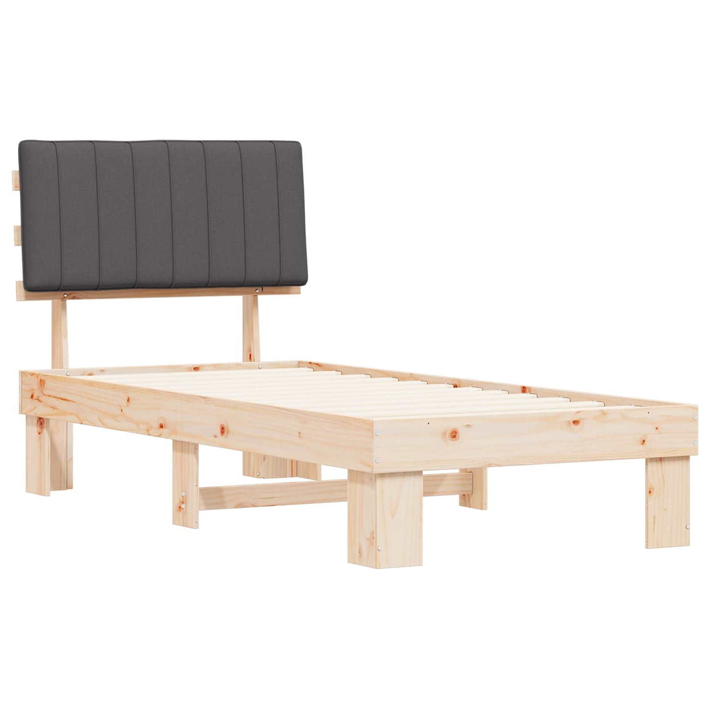 vidaXL Bettgestell mit gepolstertem Kopfteil Dunkelgrau 90 x 190 cm