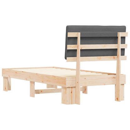 vidaXL Bettgestell mit gepolstertem Kopfteil Dunkelgrau 90 x 190 cm