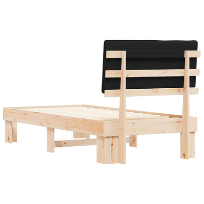 Bettgestell mit gepolstertem Kopfteil Schwarz 90 x 190 cm