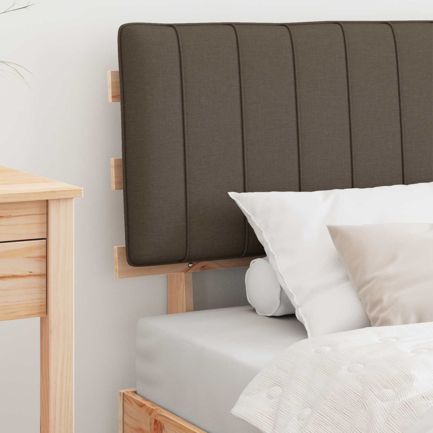 vidaXL Bettgestell mit gepolstertem Kopfteil Taupe 90 x 190 cm