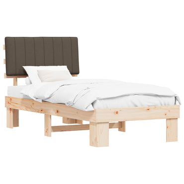 vidaXL Bettgestell mit gepolstertem Kopfteil Taupe 90 x 190 cm