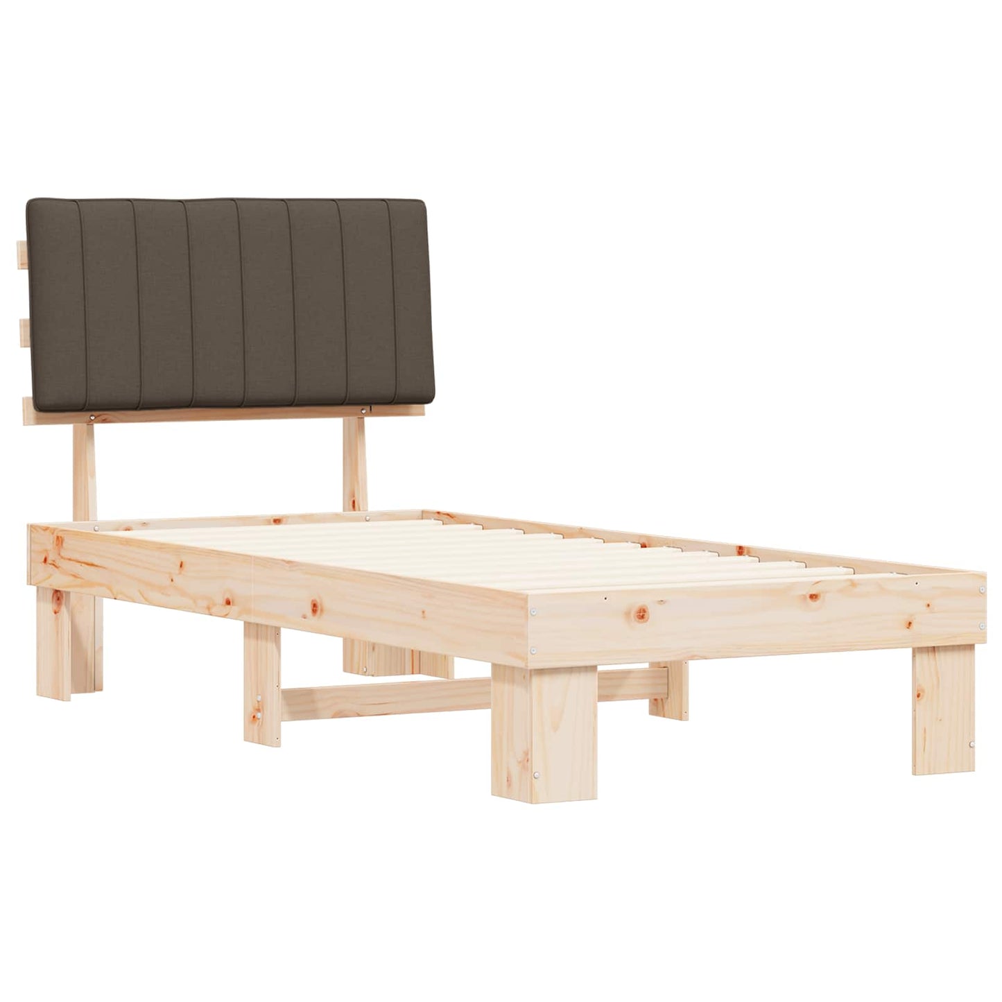 vidaXL Bettgestell mit gepolstertem Kopfteil Taupe 90 x 190 cm