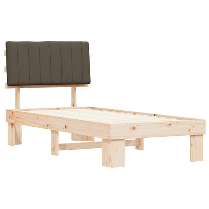 vidaXL Bettgestell mit gepolstertem Kopfteil Taupe 90 x 190 cm