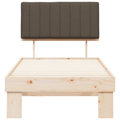vidaXL Bettgestell mit gepolstertem Kopfteil Taupe 90 x 190 cm