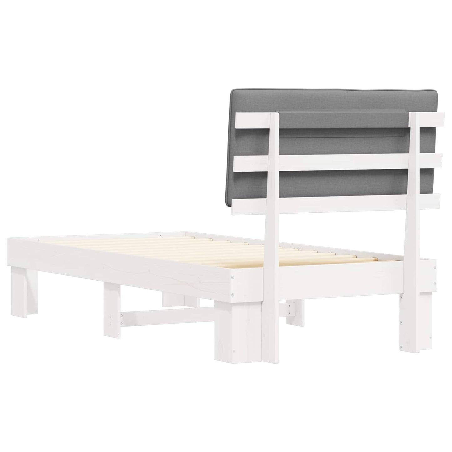 Bettgestell mit gepolstertem Kopfteil Hellgrau 90 x 190 cm