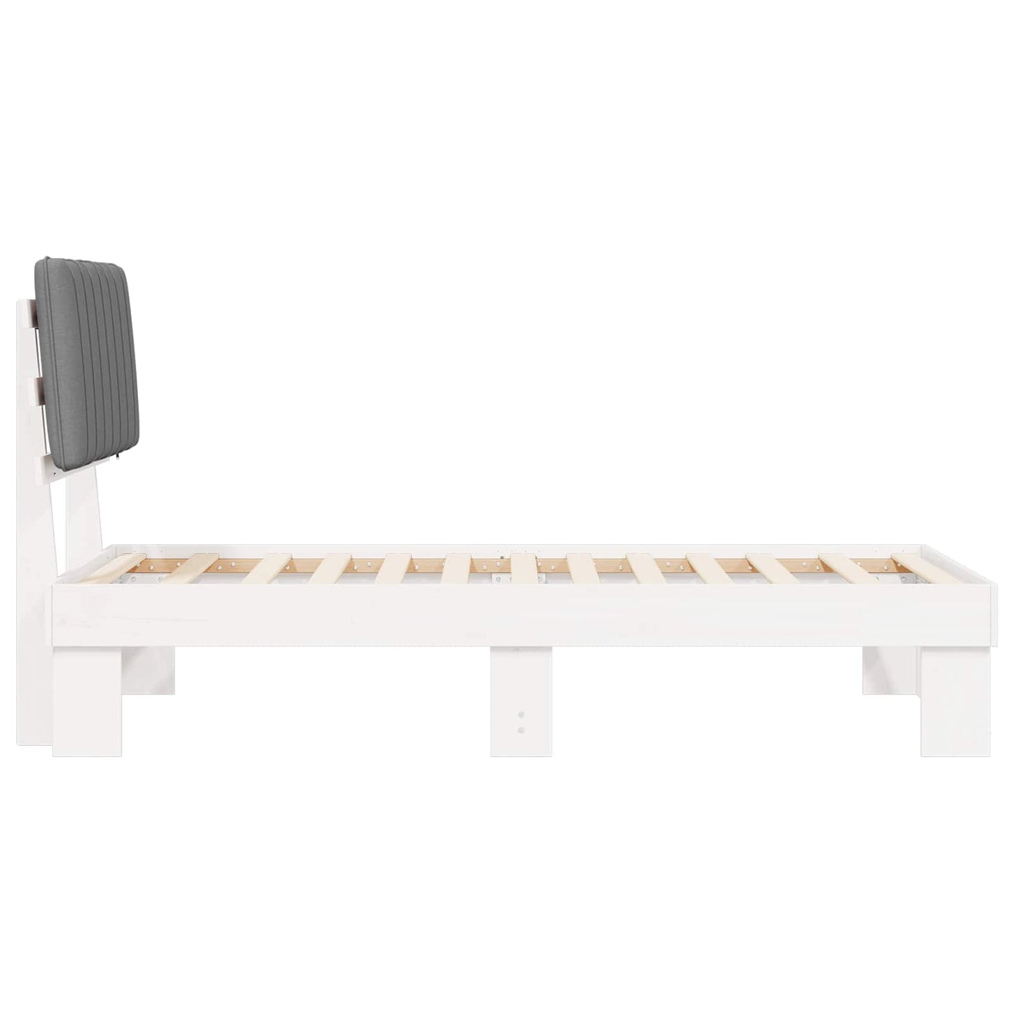 Bettgestell mit gepolstertem Kopfteil Hellgrau 90 x 190 cm