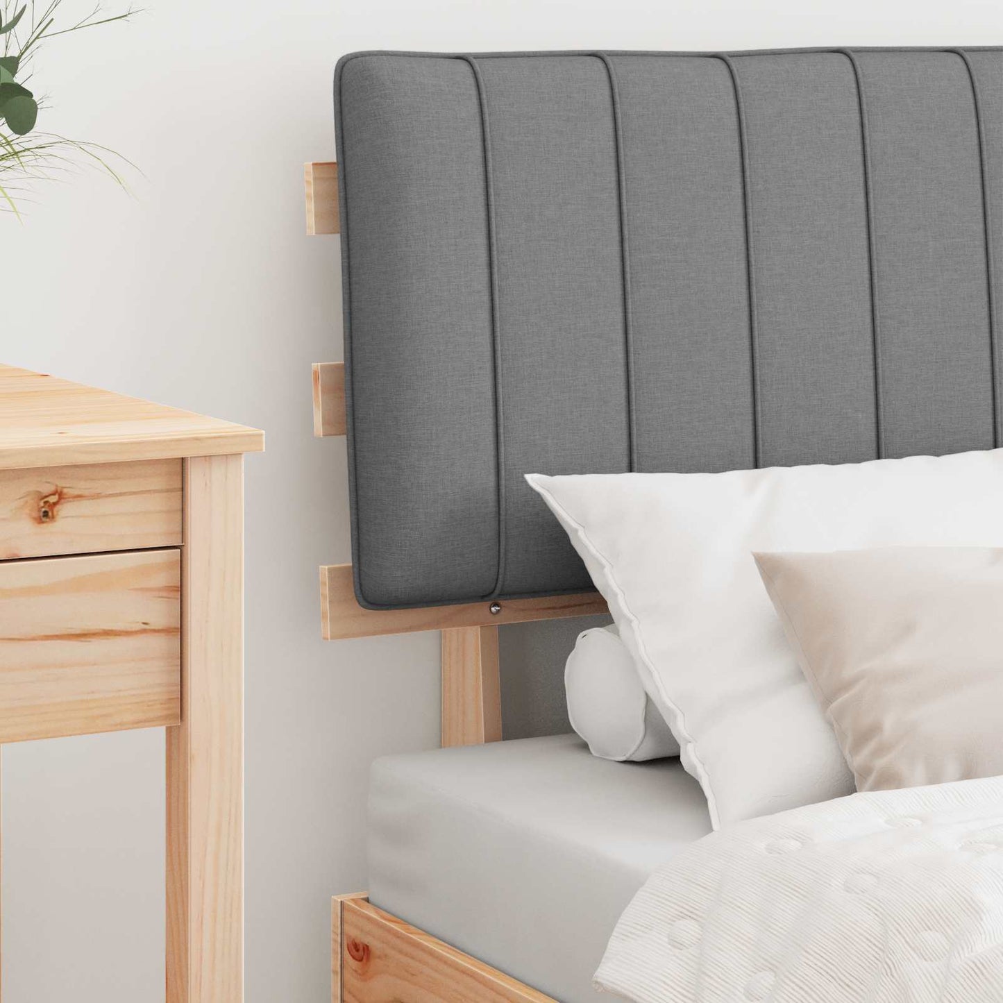 vidaXL Bettgestell mit gepolstertem Kopfteil Hellgrau 75 x 190 cm
