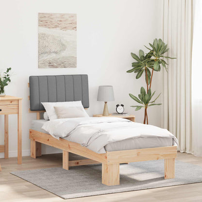 vidaXL Bettgestell mit gepolstertem Kopfteil Hellgrau 75 x 190 cm