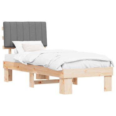 vidaXL Bettgestell mit gepolstertem Kopfteil Hellgrau 75 x 190 cm